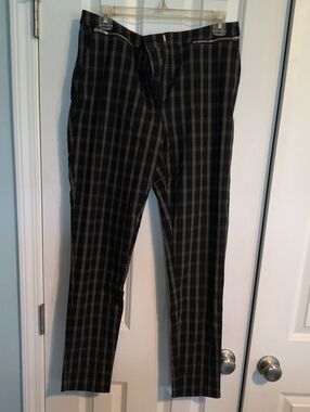 New Look Black and White Plaid Slim Trousers